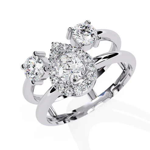 Starburst Drops & Pear Halo Sparkle Ring