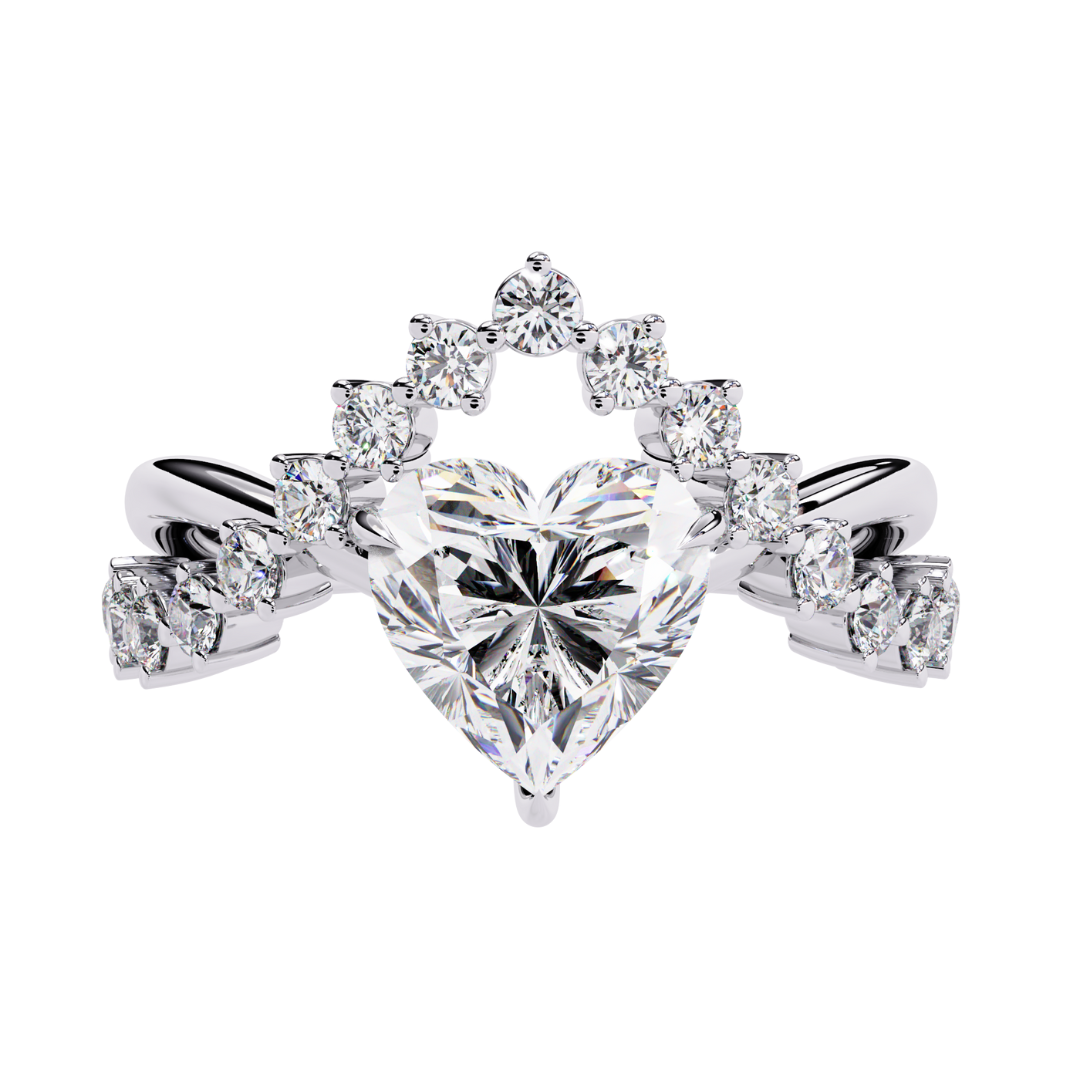 Crown Heart Sparkle Ring (925 Sterling Silver base)