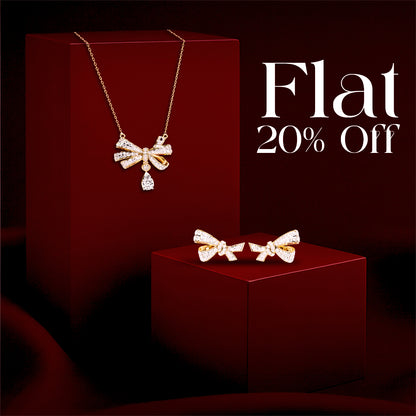 Crystal Bow Pendant & Bow Knot Earring (925 Sterling Silver base)