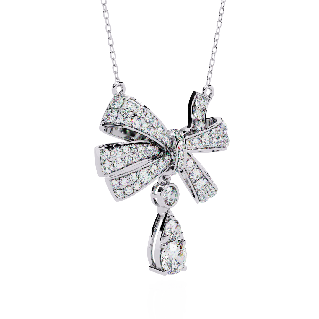 Crystal Bow Pendant (925 Sterling Silver base)