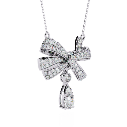 Crystal Bow Pendant (925 Sterling Silver base)