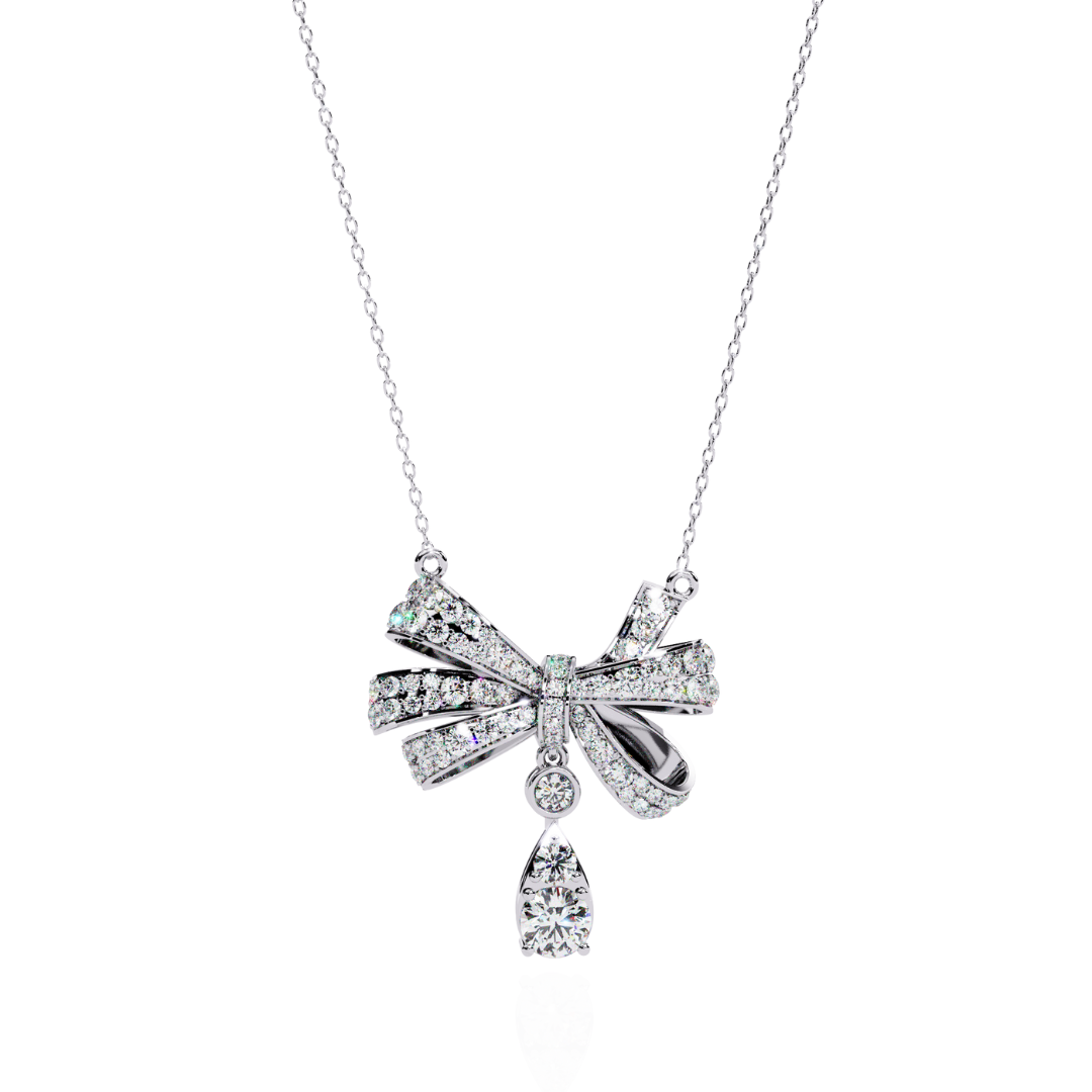 Crystal Bow Pendant (925 Sterling Silver base)