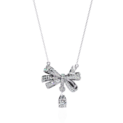 Crystal Bow Pendant (925 Sterling Silver base)