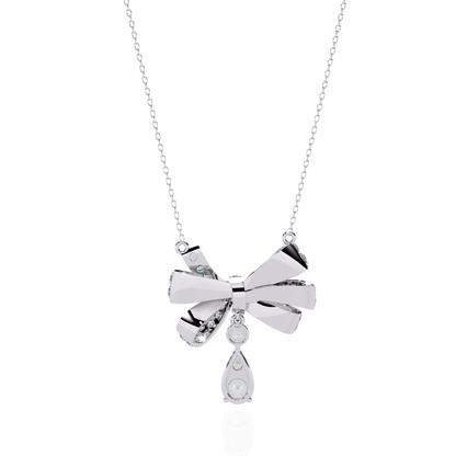 Crystal Bow Pendant (925 Sterling Silver base)