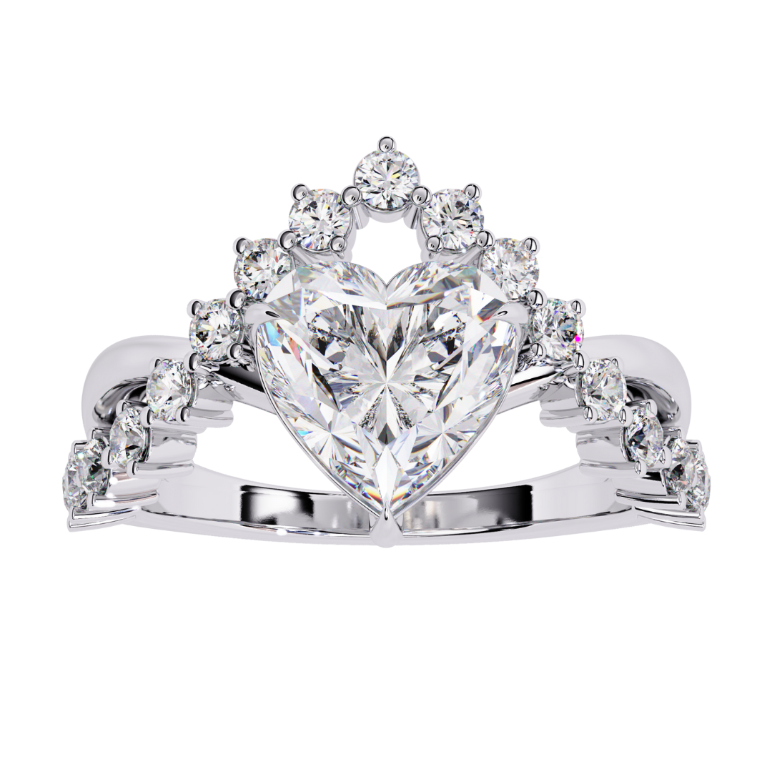 Crown Heart Sparkle Ring (925 Sterling Silver base)