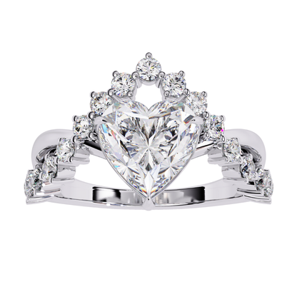 Crown Heart Sparkle Ring (925 Sterling Silver base)