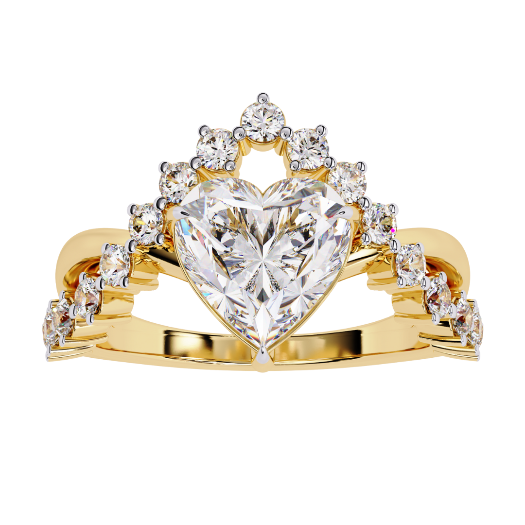 Crown Heart Sparkle Ring (925 Sterling Silver base)