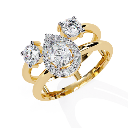 Pear Halo Sparkle Ring (925 Sterling Silver base)