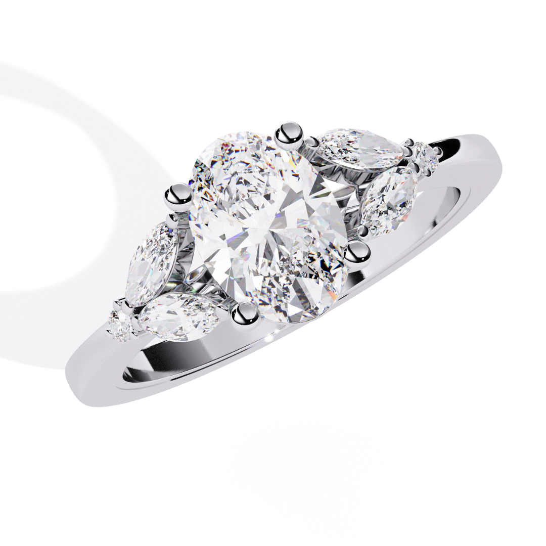Luxe Oval Bloom Ring (925 Sterling Silver base)