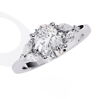 Luxe Oval Bloom Ring (925 Sterling Silver base)