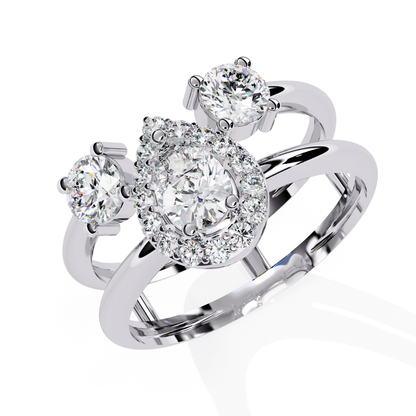 Pear Halo Sparkle Ring (925 Sterling Silver base)