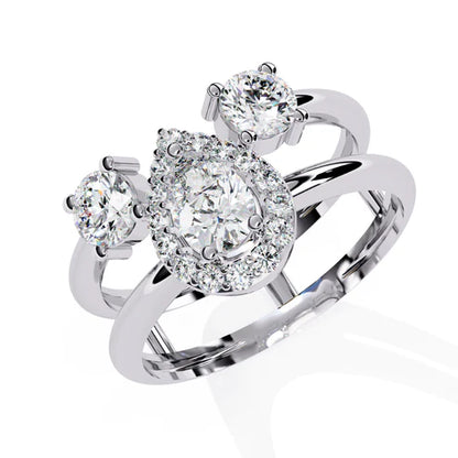 Starburst Drops & Pear Halo Sparkle Ring