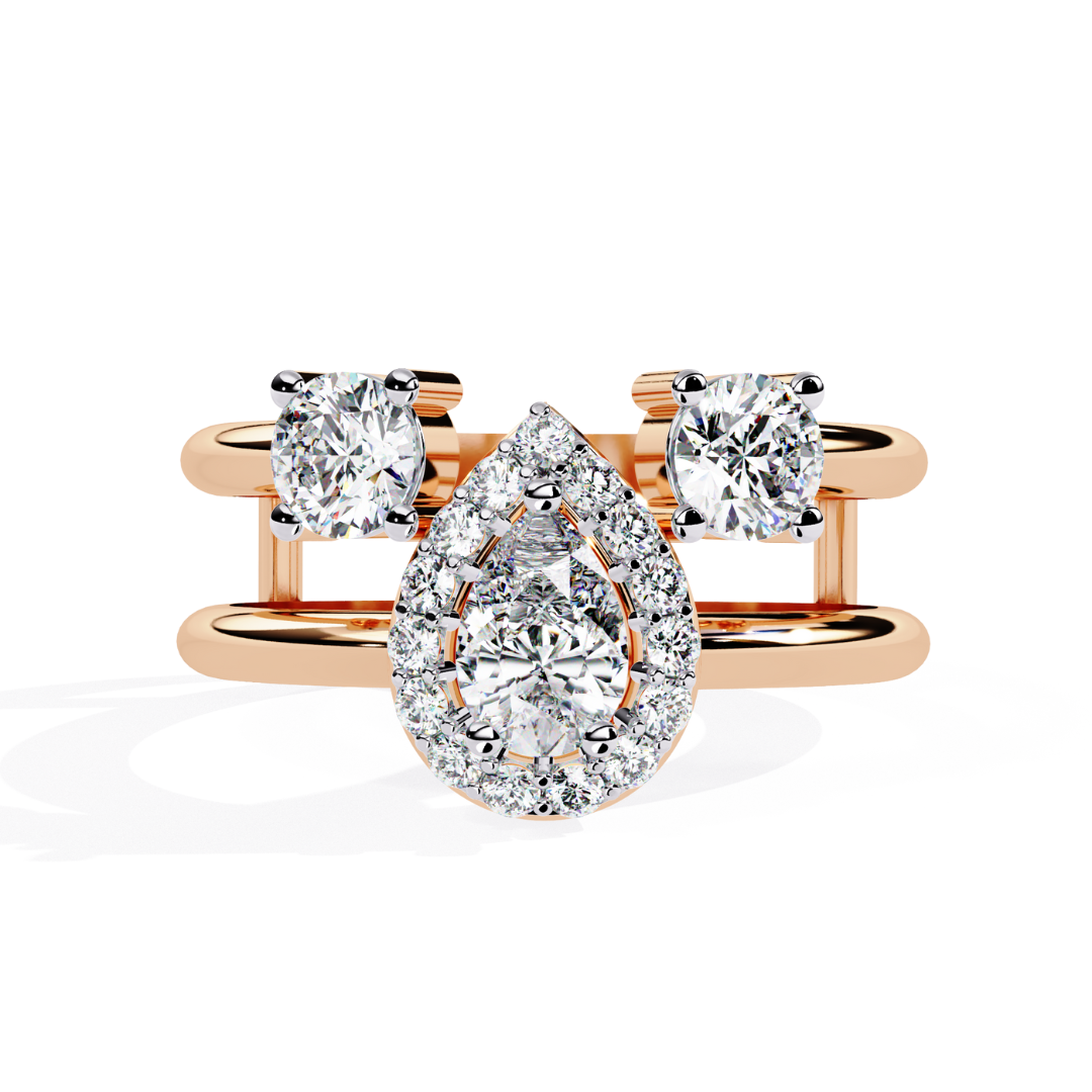 Pear Halo Sparkle Ring (925 Sterling Silver base)