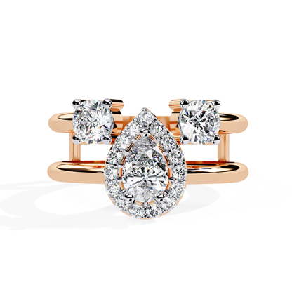 Pear Halo Sparkle Ring (925 Sterling Silver base)