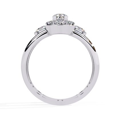 Pear Halo Sparkle Ring (925 Sterling Silver base)