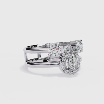 Pear Halo Sparkle Ring (925 Sterling Silver base)