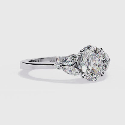 Luxe Oval Bloom Ring (925 Sterling Silver base)